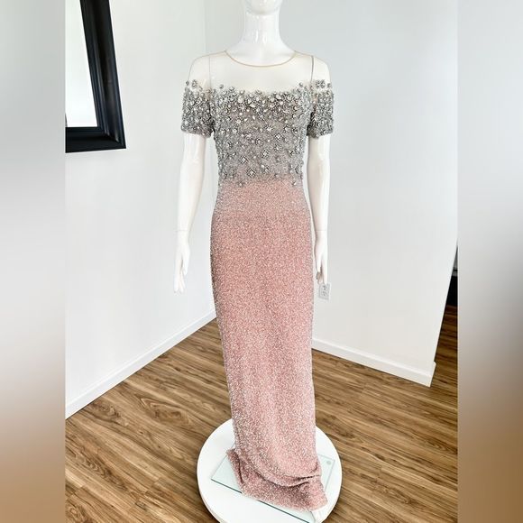 Pamella Roland Bead, Sequin, & Crystal-Embroidered Gown Size 12 - Picture 5 of 14